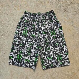 Vtg 80s 90s GECKO Abstract Geometric All Over Print Surf Shorts Youth Med USA